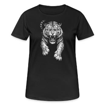 Tiger wild cat Raubtier cool Skizze Zeichnung - Frauen T-Shirt atmungsaktiv - Schwarz - Vorne - AI Model Female 172 light (172cm)