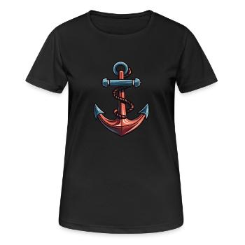 Anker Symbol Hafen - Frauen T-Shirt atmungsaktiv - Schwarz - Vorne - AI Model Female 172 light (172cm)