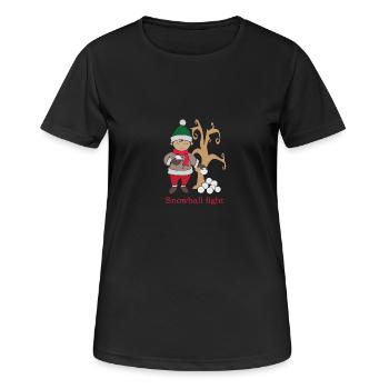 Boule de neige Boule de neige d'hiver Lutte Flake - T-shirt respirant Femme - noir - Devant - AI Model Female 172 light (172cm)