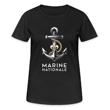 Marine Nationale - T-shirt respirant Femme - noir - Devant - AI Model Female 172 light (172cm)