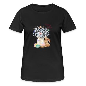 Joyeuses Pâques - Saule aux œufs de Pâques - T-shirt respirant Femme - noir - Devant - AI Model Female 172 light (172cm)