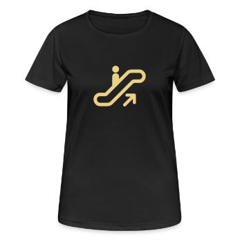 Rolltreppe,Kaufhaus,Einkaufen,U-Bahn,S-Bahn - Frauen T-Shirt atmungsaktiv - Schwarz - Vorne - AI Model Female 172 light (172cm)
