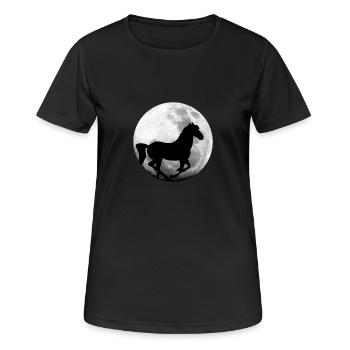 Cheval Pleine Lune Chevaux - T-shirt respirant Femme - noir - Devant - AI Model Female 172 light (172cm)