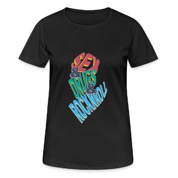 Sexe et drogues et RockNRoll - T-shirt respirant Femme - noir - Devant - AI Model Female 172 light (172cm)