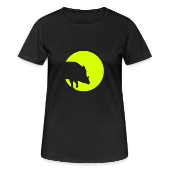 Wildschwein - Frauen T-Shirt atmungsaktiv - Schwarz - Vorne - AI Model Female 172 light (172cm)