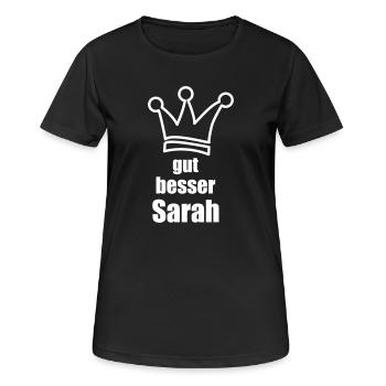 Sarah - Frauen T-Shirt atmungsaktiv - Schwarz - Vorne - AI Model Female 172 light (172cm)