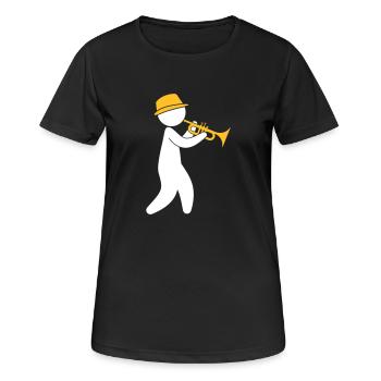 Un musicien de jazz joue la trompette - T-shirt respirant Femme - noir - Devant - AI Model Female 172 light (172cm)