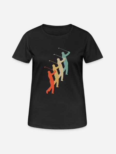 Golfeur rétro de golf de golf de style vintage - T-shirt respirant Femme - noir