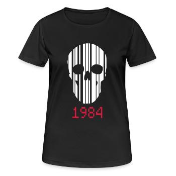 barcode Schädel 1984 - Frauen T-Shirt atmungsaktiv - Schwarz - Vorne - AI Model Female 172 light (172cm)
