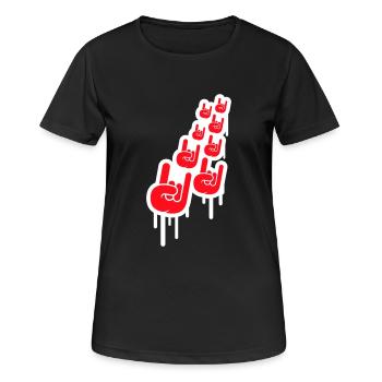 Heavy Metal Hard Rock Graffiti Hörner Handgeste - Frauen T-Shirt atmungsaktiv - Schwarz - Vorne - AI Model Female 172 light (172cm)