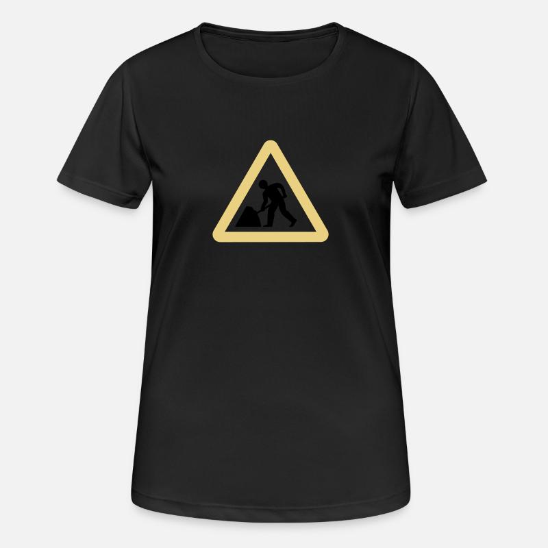 Ouvrier,Attention - T-shirt respirant Femme - noir
