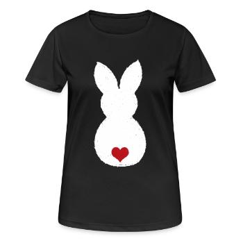 Lapin avec pompon coeur / Lapin de Pâques Lapin de Pâques - T-shirt respirant Femme - noir - Devant - AI Model Female 172 light (172cm)