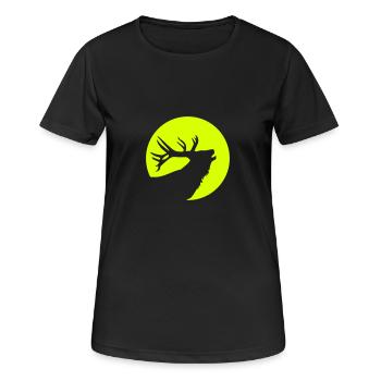 Hirsch - Frauen T-Shirt atmungsaktiv - Schwarz - Vorne - AI Model Female 172 light (172cm)