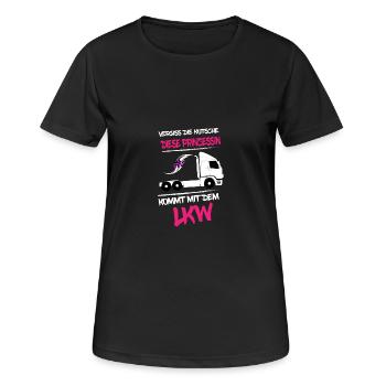 LKW Tshirt für Frauen LKW Fahrer T Shirt Geschenk - Frauen T-Shirt atmungsaktiv - Schwarz - Vorne - AI Model Female 172 light (172cm)