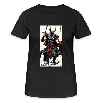 Samurai Thor - Frauen T-Shirt atmungsaktiv - Schwarz - Vorne - AI Model Female 172 light (172cm)