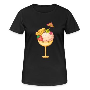 Crème glacée, crème glacée, crème glacée, crème glacée, boule, crème glacée, sundae - T-shirt respirant Femme - noir - Devant - AI Model Female 172 light (172cm)