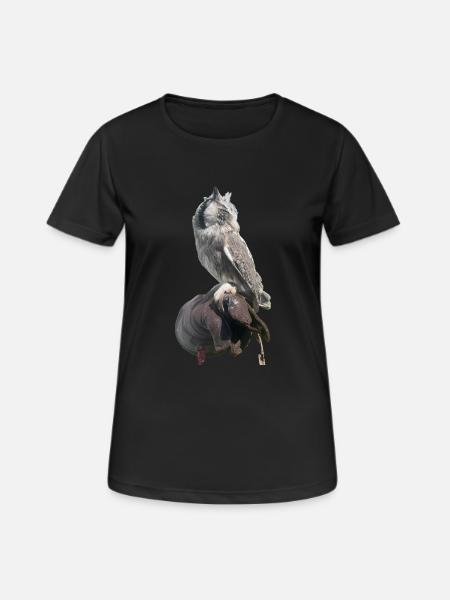 Eule - Frauen T-Shirt atmungsaktiv - Schwarz