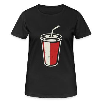 Gobelet Coca avec paille - boisson glacée - T-shirt respirant Femme - noir - Devant - AI Model Female 172 light (172cm)