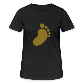Fuß - Frauen T-Shirt atmungsaktiv - Schwarz - Vorne - AI Model Female 172 light (172cm)