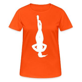 Yoga flexible en silhouette blanche - T-shirt respirant Femme - orange néon - Devant - AI Model Female 172 dark (172cm)