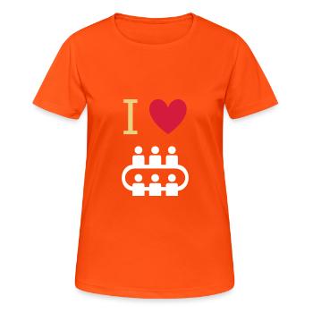 ★ Design colors changeable ★ I love meetings - Women's Breathable T-Shirt - neon orange - Front - AI Model Female 172 dark (172cm)