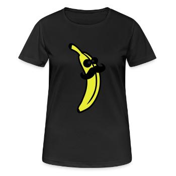 Sir Mustache Banana - Frauen T-Shirt atmungsaktiv - Schwarz - Vorne - AI Model Female 172 light (172cm)