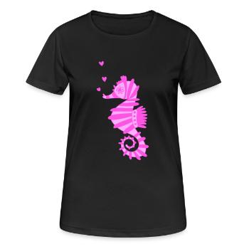 Sea Horse Pink with Hearts - Women's Breathable T-Shirt - black - Front - AI Model Female 172 light (172cm)