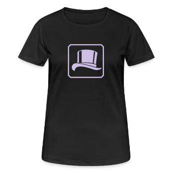 chapeau haut / Top Hat (encadré, 1c) - T-shirt respirant Femme - noir - Devant - AI Model Female 172 light (172cm)