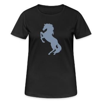 Pferd - Frauen T-Shirt atmungsaktiv - Schwarz - Vorne - AI Model Female 172 light (172cm)