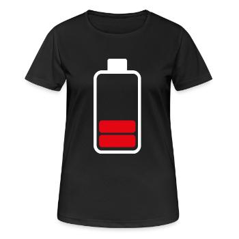Akku - Anzeige des Akku - Frauen T-Shirt atmungsaktiv - Schwarz - Vorne - AI Model Female 172 light (172cm)