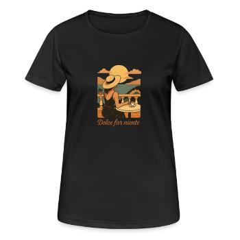 Dolce far niente – Italienisches Sonnenmoment - Frauen T-Shirt atmungsaktiv - Schwarz - Vorne - AI Model Female 172 light (172cm)