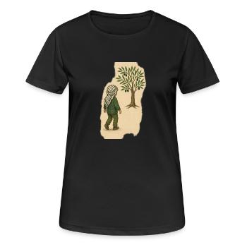 Kind mit der Keffiyeh – Erbe der Erde - Frauen T-Shirt atmungsaktiv - Schwarz - Vorne - AI Model Female 172 light (172cm)