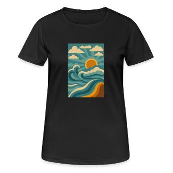 Wellen der Nostalgie - Frauen T-Shirt atmungsaktiv - Schwarz - Vorne - AI Model Female 172 light (172cm)