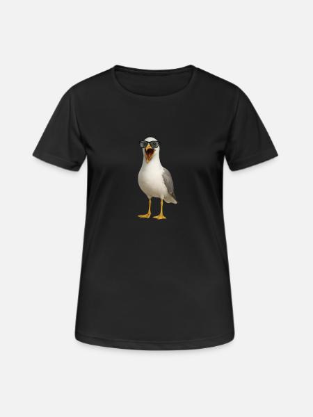 Screaming Seagull with Sunglasses - Women's Breathable T-Shirt - black