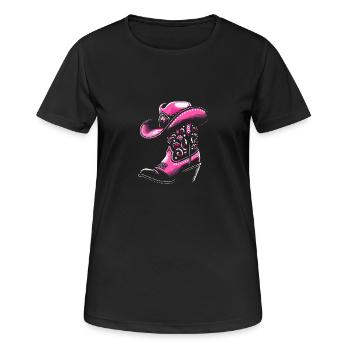 Line Dance Stiefel mit Stetson - Frauen T-Shirt atmungsaktiv - Schwarz - Vorne - AI Model Female 172 light (172cm)