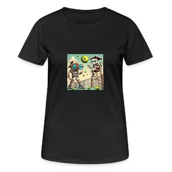 Tennis humour chat filet raquette balle - T-shirt respirant Femme - noir - Devant - AI Model Female 172 light (172cm)