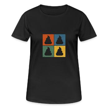 Caca Pop Art – Coloré et ironique - T-shirt respirant Femme - noir - Devant - AI Model Female 172 light (172cm)