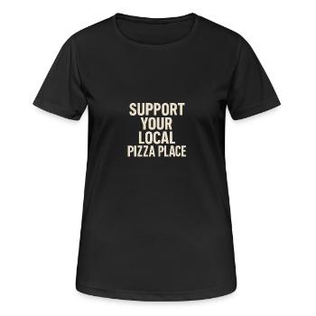 Soutenez votre pizzeria locale – Look rétro - T-shirt respirant Femme - noir - Devant - AI Model Female 172 light (172cm)