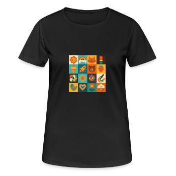 bunte Lebensfreude - Frauen T-Shirt atmungsaktiv - Schwarz - Vorne - AI Model Female 172 light (172cm)