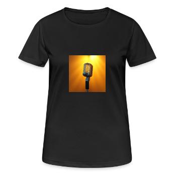 Mikrofon - Frauen T-Shirt atmungsaktiv - Schwarz - Vorne - AI Model Female 172 light (172cm)
