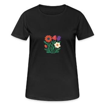 Exotic Bloom 2025 – Mix floral flat design  - T-shirt respirant Femme - noir - Devant - AI Model Female 172 light (172cm)