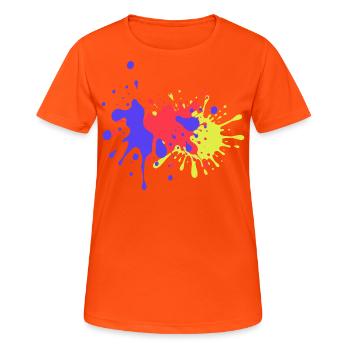 Bunte Farbflecken Geburtstagsgeschenk Trend - Frauen T-Shirt atmungsaktiv - Neonorange - Vorne - AI Model Female 172 dark (172cm)