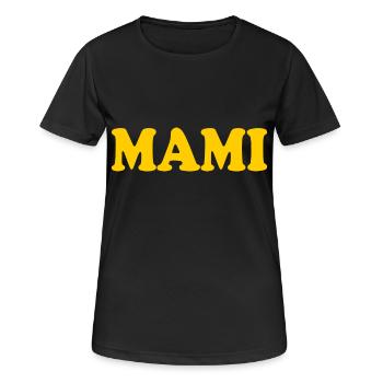 Mami - Frauen T-Shirt atmungsaktiv - Schwarz - Vorne - AI Model Female 172 light (172cm)