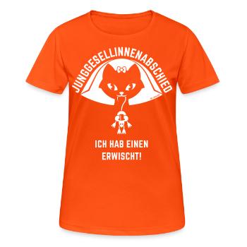 Junggesellinnenabschied – Ich Hab Einen Erwischt! - Frauen T-Shirt atmungsaktiv - Neonorange - Vorne - AI Model Female 172 dark (172cm)