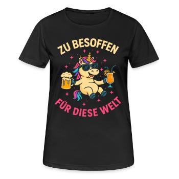 Unicorn Saying - malle Party - Women's Breathable T-Shirt - black - Front - AI Model Female 172 light (172cm)