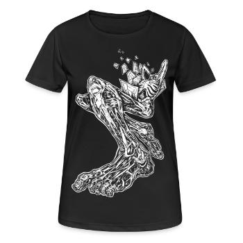 "Burst" (weiß) - Frauen T-Shirt atmungsaktiv - Schwarz - Vorne - AI Model Female 172 light (172cm)
