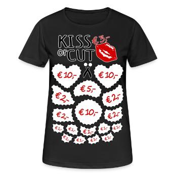 JGA Junggesellenabschied Kiss or cut ausschneiden - Frauen T-Shirt atmungsaktiv - Schwarz - Vorne - AI Model Female 172 light (172cm)
