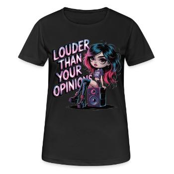 Plus fort que votre opinion – Déclaration punk et gothique - T-shirt respirant Femme - noir - Devant - AI Model Female 172 light (172cm)