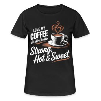 Kaffee-Liebe: Heiß, Stark & Süß - Barista Shirt - Frauen T-Shirt atmungsaktiv - Schwarz - Vorne - AI Model Female 172 light (172cm)