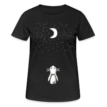das Kaninchen und der Mond - Frauen T-Shirt atmungsaktiv - Schwarz - Vorne - AI Model Female 172 light (172cm)